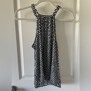 Black and white polka dot halter top